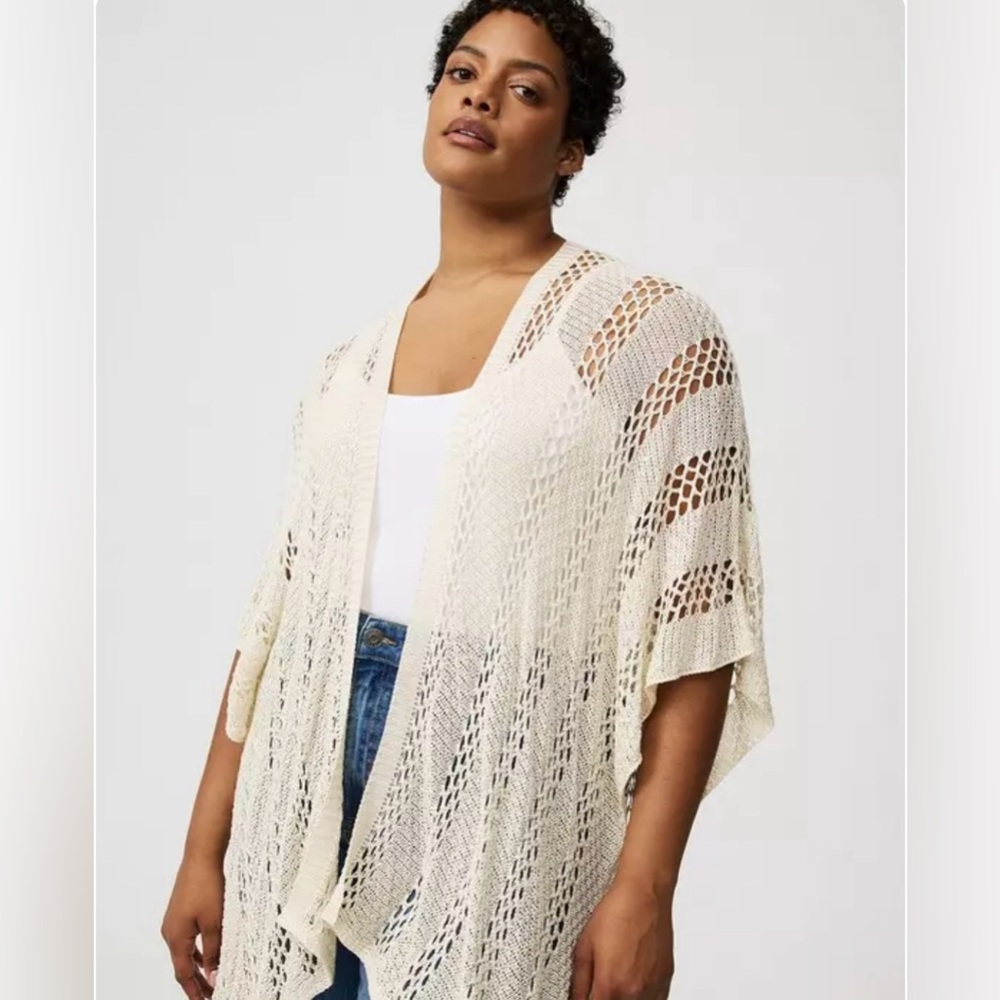 Torrid Cream Open-Knit Women's Ruana - NWT